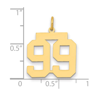 14k Yellow Gold Medium Polished Number 99 Charm LM99