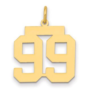 14k Yellow Gold Medium Polished Number 99 Charm LM99