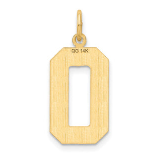 14k Yellow Gold Casted Large Diamond-Cut Number 0 Charm