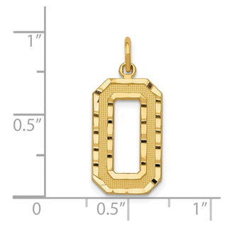 14k Yellow Gold Casted Large Diamond-Cut Number 0 Charm
