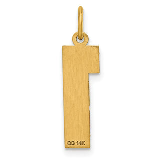 14k Yellow Gold Casted Large Diamond-Cut Number 1 Charm
