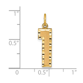 14k Yellow Gold Casted Large Diamond-Cut Number 1 Charm