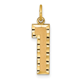 14k Yellow Gold Casted Large Diamond-Cut Number 1 Charm