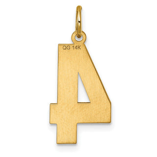 14k Yellow Gold Casted Large Diamond-Cut Number 4 Charm
