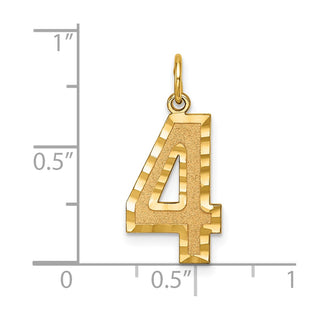 14k Yellow Gold Casted Large Diamond-Cut Number 4 Charm