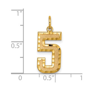 14k Yellow Gold Casted Large Diamond-Cut Number 5 Charm
