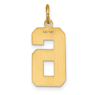 14k Yellow Gold Casted Large Diamond-Cut Number 6 Charm