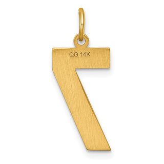 14k Yellow Gold Casted Large Diamond-Cut Number 7 Charm