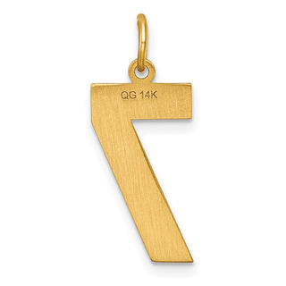 14k Yellow Gold Casted Large Diamond-Cut Number 7 Charm