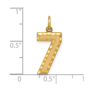 14k Yellow Gold Casted Large Diamond-Cut Number 7 Charm