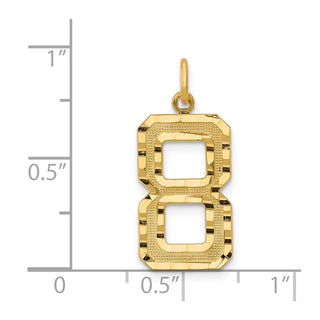 14k Yellow Gold Casted Large Diamond-Cut Number 8 Charm