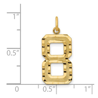 14k Yellow Gold Casted Large Diamond-Cut Number 8 Charm