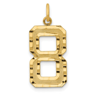 14k Yellow Gold Casted Large Diamond-Cut Number 8 Charm