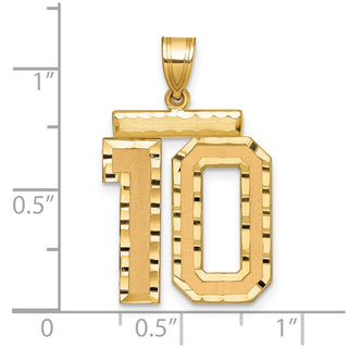 14k Yellow Gold Large Diamond-Cut Number 10 Pendant