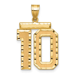 14k Yellow Gold Large Diamond-Cut Number 10 Pendant