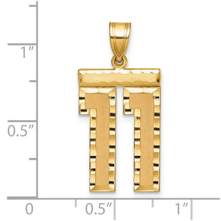14k Yellow Gold Large Diamond-Cut Number 11 Pendant