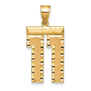 14k Yellow Gold Large Diamond-Cut Number 11 Pendant