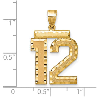 14k Yellow Gold Large Diamond-Cut Number 12 Pendant