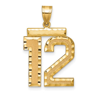 14k Yellow Gold Large Diamond-Cut Number 12 Pendant