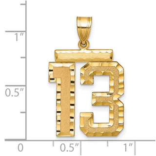 14k Yellow Gold Large Diamond-Cut Number 13 Pendant