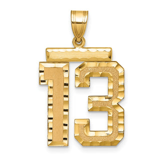 14k Yellow Gold Large Diamond-Cut Number 13 Pendant