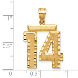 14k Yellow Gold Large Diamond-Cut Number 14 Pendant