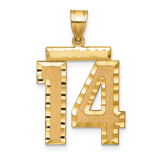 14k Yellow Gold Large Diamond-Cut Number 14 Pendant