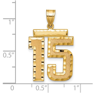 14k Yellow Gold Large Diamond-Cut Number 15 Pendant