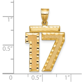 14k Yellow Gold Large Diamond-Cut Number 17 Pendant