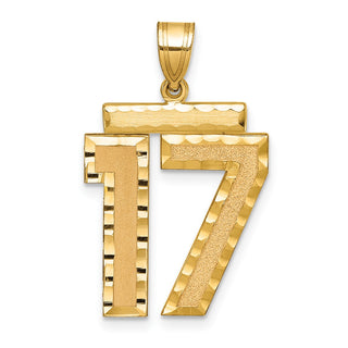 14k Yellow Gold Large Diamond-Cut Number 17 Pendant