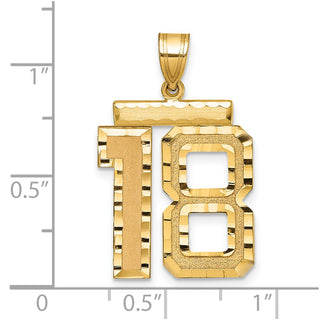 14k Yellow Gold Large Diamond-Cut Number 18 Pendant