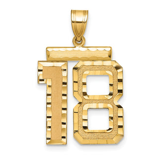 14k Yellow Gold Large Diamond-Cut Number 18 Pendant