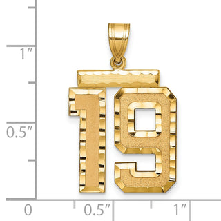 14k Yellow Gold Large Diamond-Cut Number 19 Pendant
