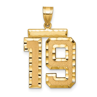 14k Yellow Gold Large Diamond-Cut Number 19 Pendant