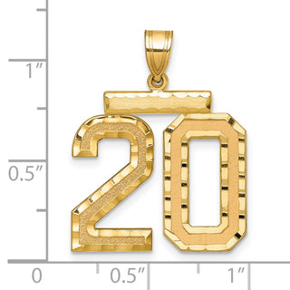 14k Yellow Gold Large Diamond-Cut Number 20 Pendant