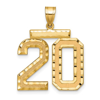 14k Yellow Gold Large Diamond-Cut Number 20 Pendant