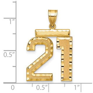 14k Yellow Gold Large Diamond-Cut Number 21 Pendant