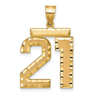 14k Yellow Gold Large Diamond-Cut Number 21 Pendant