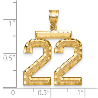 14k Yellow Gold Large Diamond-Cut Number 22 Pendant