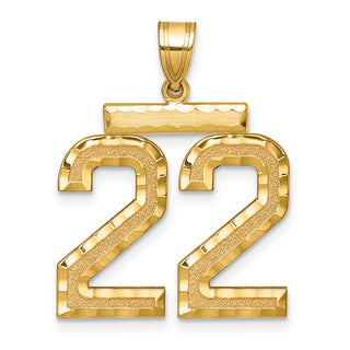 14k Yellow Gold Large Diamond-Cut Number 22 Pendant