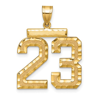 14k Yellow Gold Large Diamond-Cut Number 23 Pendant