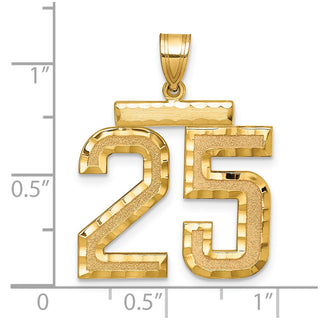 14k Yellow Gold Large Diamond-Cut Number 25 Pendant