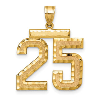 14k Yellow Gold Large Diamond-Cut Number 25 Pendant