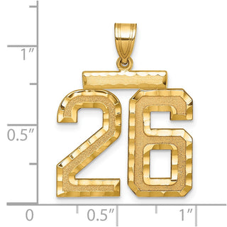 14k Yellow Gold Large Diamond-Cut Number 26 Pendant