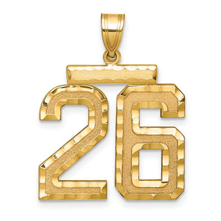 14k Yellow Gold Large Diamond-Cut Number 26 Pendant