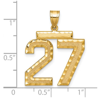 14k Yellow Gold Large Diamond-Cut Number 27 Pendant
