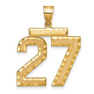 14k Yellow Gold Large Diamond-Cut Number 27 Pendant