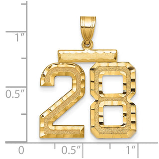 14k Yellow Gold Large Diamond-Cut Number 28 Pendant