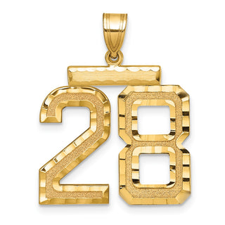 14k Yellow Gold Large Diamond-Cut Number 28 Pendant