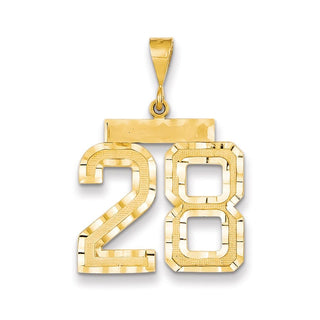 14k Yellow Gold Large Diamond-Cut Number 28 Pendant